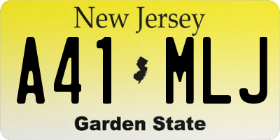 NJ license plate A41MLJ