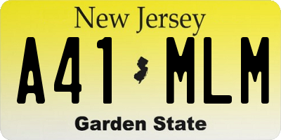 NJ license plate A41MLM