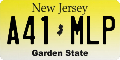 NJ license plate A41MLP