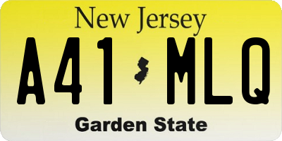 NJ license plate A41MLQ