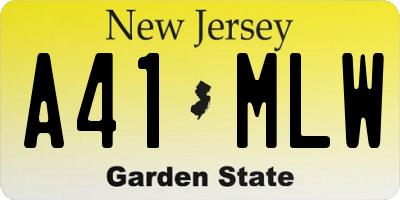 NJ license plate A41MLW