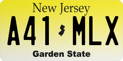 NJ license plate A41MLX