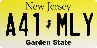 NJ license plate A41MLY
