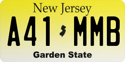 NJ license plate A41MMB