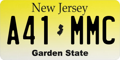 NJ license plate A41MMC