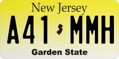 NJ license plate A41MMH