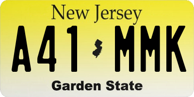 NJ license plate A41MMK