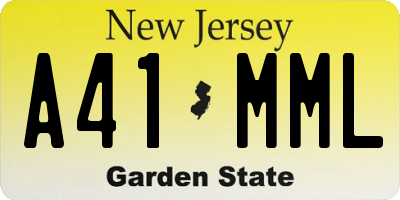 NJ license plate A41MML