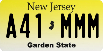 NJ license plate A41MMM