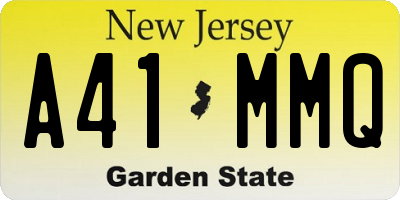 NJ license plate A41MMQ