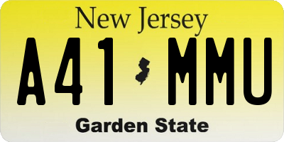 NJ license plate A41MMU