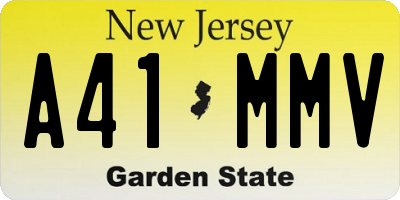 NJ license plate A41MMV