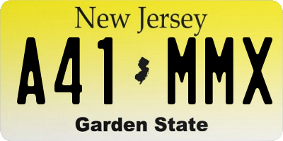 NJ license plate A41MMX