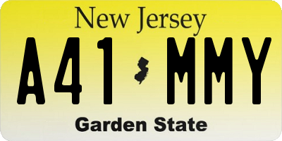 NJ license plate A41MMY