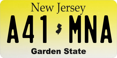NJ license plate A41MNA
