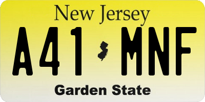 NJ license plate A41MNF
