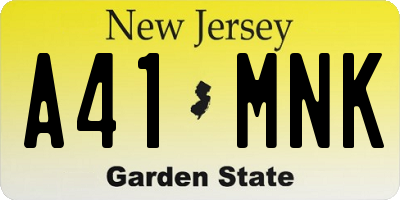 NJ license plate A41MNK