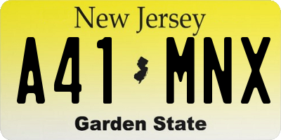 NJ license plate A41MNX