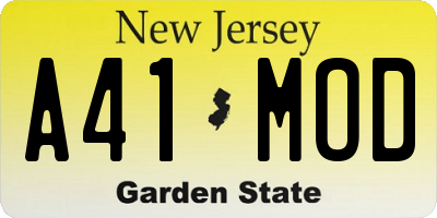 NJ license plate A41MOD