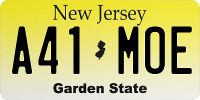 NJ license plate A41MOE