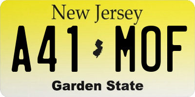 NJ license plate A41MOF