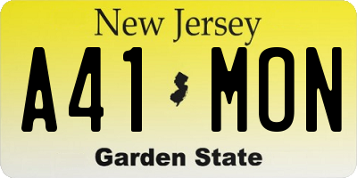 NJ license plate A41MON