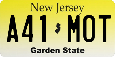 NJ license plate A41MOT