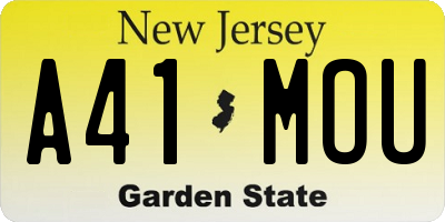 NJ license plate A41MOU