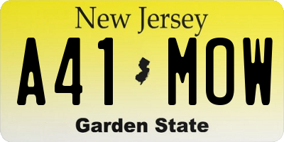 NJ license plate A41MOW