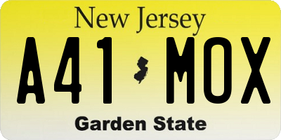 NJ license plate A41MOX