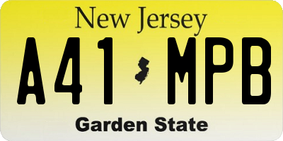 NJ license plate A41MPB