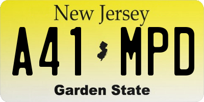 NJ license plate A41MPD