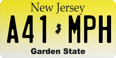 NJ license plate A41MPH