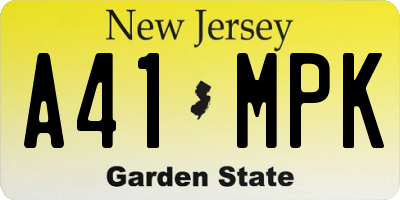 NJ license plate A41MPK