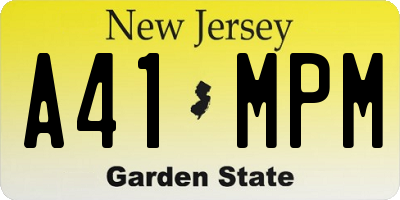 NJ license plate A41MPM