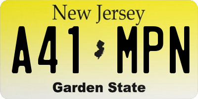 NJ license plate A41MPN