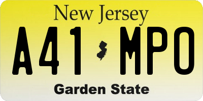 NJ license plate A41MPO
