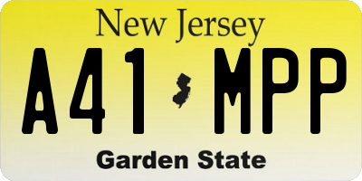 NJ license plate A41MPP