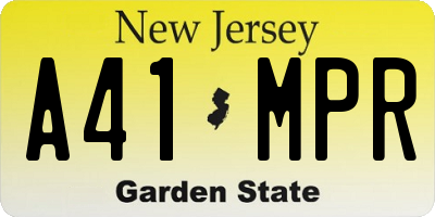 NJ license plate A41MPR
