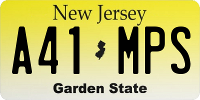 NJ license plate A41MPS