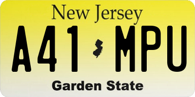 NJ license plate A41MPU