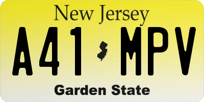 NJ license plate A41MPV