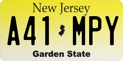 NJ license plate A41MPY