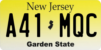 NJ license plate A41MQC