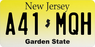 NJ license plate A41MQH