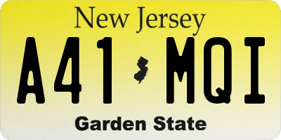 NJ license plate A41MQI