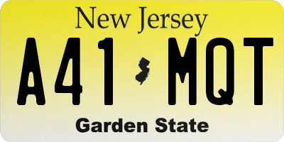 NJ license plate A41MQT
