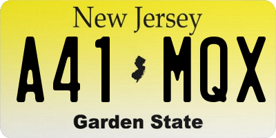 NJ license plate A41MQX