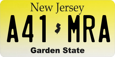 NJ license plate A41MRA