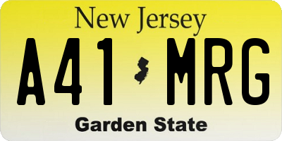 NJ license plate A41MRG